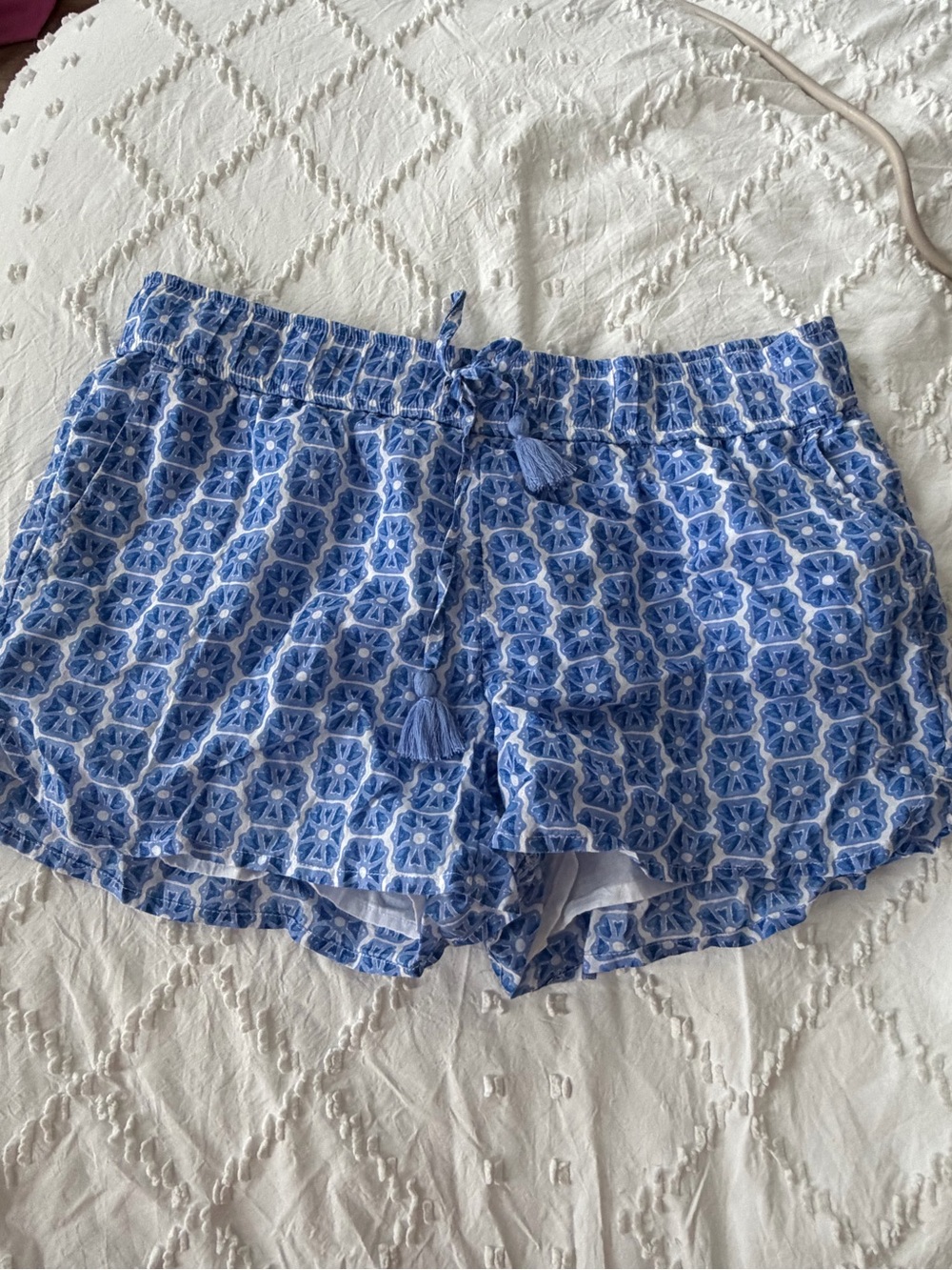 Vineyard Vines Blue Patterned Tassel Drawstring Athletic Shorts